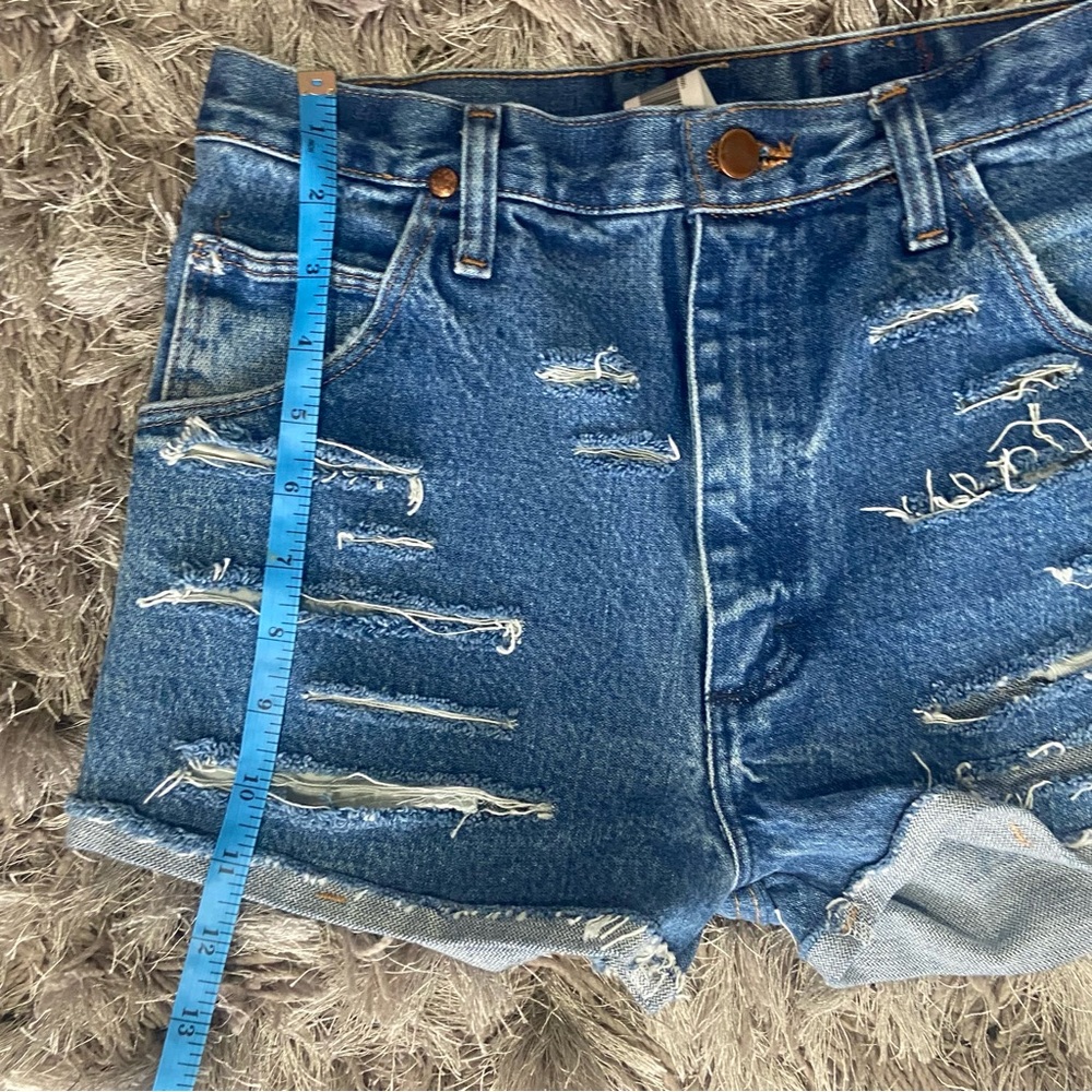 Wrangler Distressed Blue Denim Jean Shorts - Picture 7 of 10